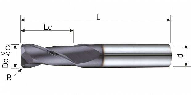 Фреза концевая монолитная радиусная B255X