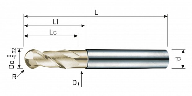 Фреза сферическая монолитная F618ZX