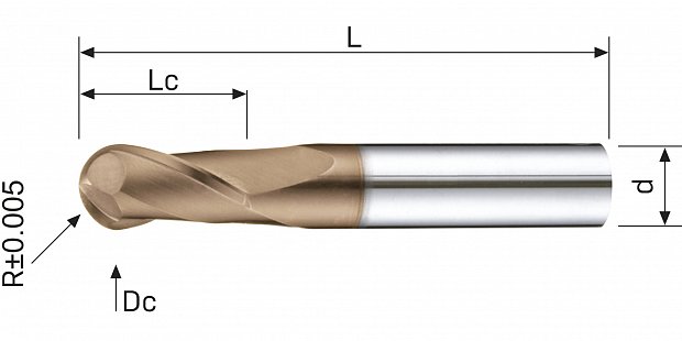Фреза сферическая монолитная B262TX
