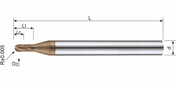 Фреза сферическая монолитная B251TX