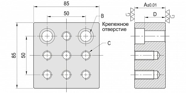 Квадратная опора OP07
