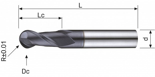 Фреза сферическая монолитная B222X