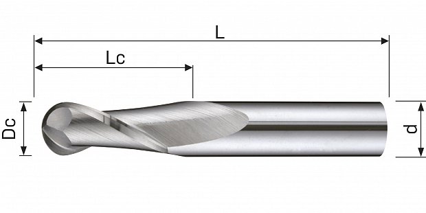 Фреза сферическая монолитная B212