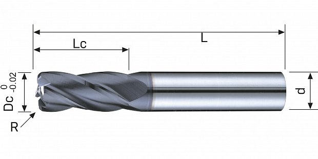 Фреза концевая монолитная радиусная B256X