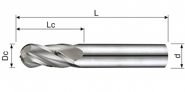 Фреза сферическая монолитная B214