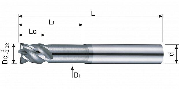 Фреза концевая монолитная F612HX