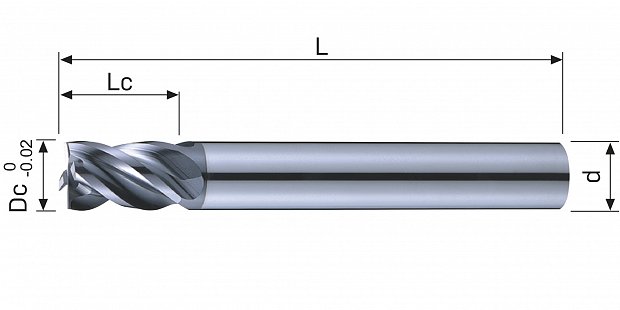 Фреза концевая монолитная E141-1.5HX