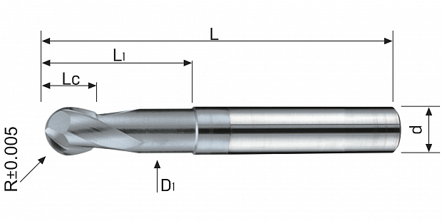 Фреза сферическая монолитная F623HX